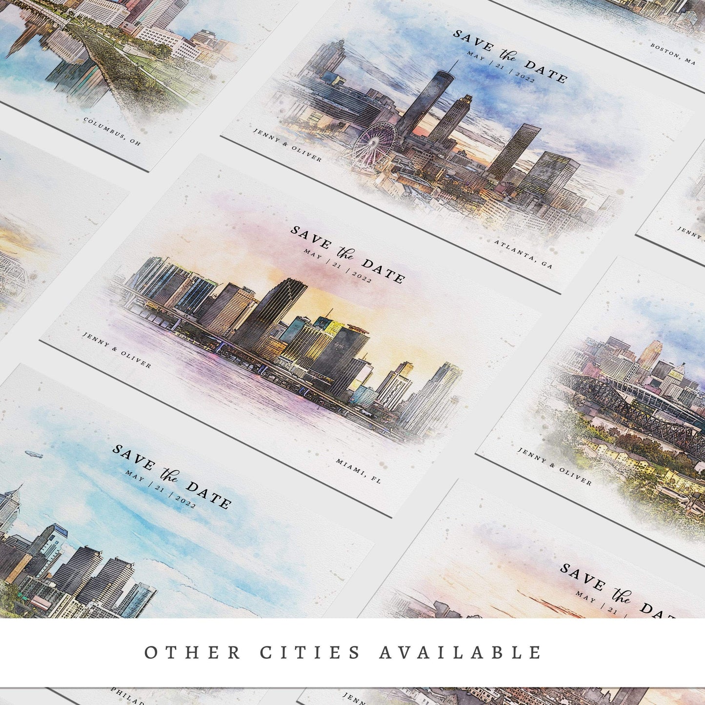 Loblolly Creative 825 - Arts & Entertainment > Party & Celebration > Party Supplies > Invitations Las Vegas Skyline Watercolor Wedding Save the Date