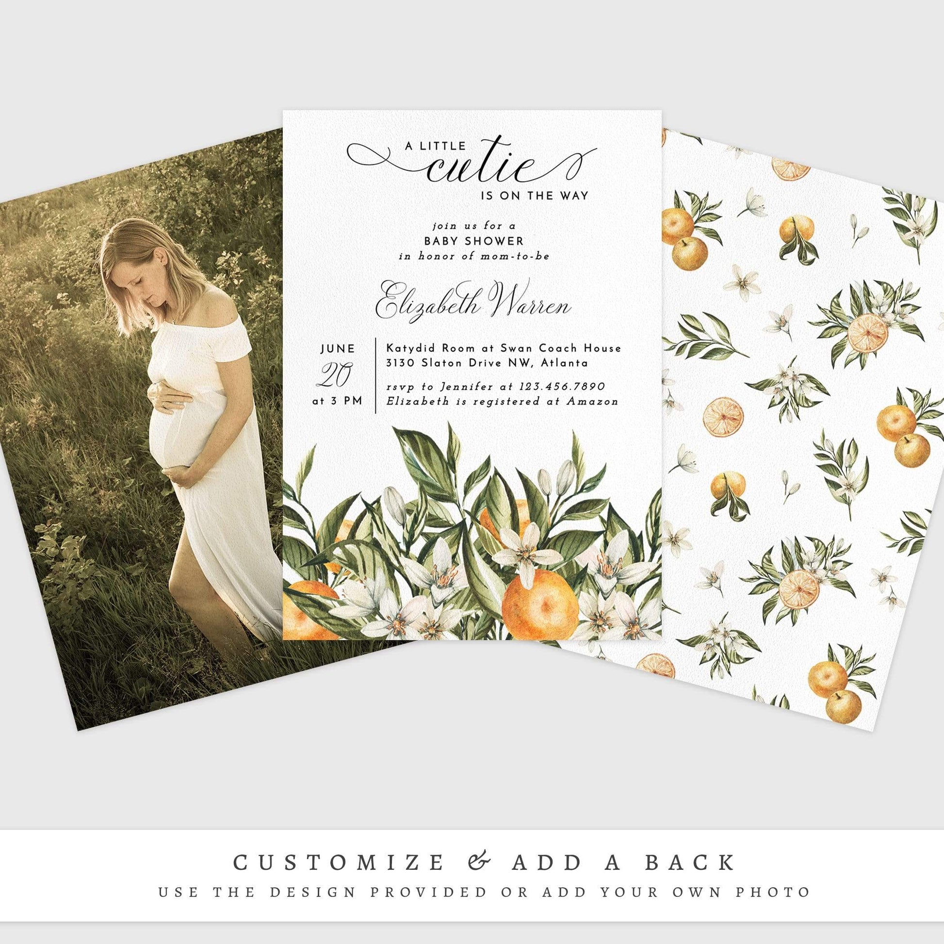 Loblolly Creative 825 - Arts & Entertainment > Party & Celebration > Party Supplies > Invitations Little Cutie Baby Shower Invitation