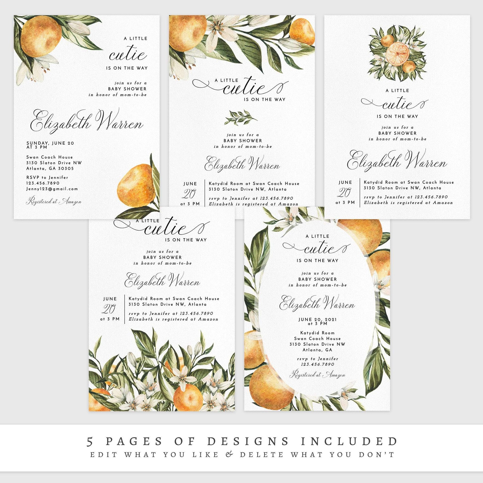 Loblolly Creative 825 - Arts & Entertainment > Party & Celebration > Party Supplies > Invitations Little Cutie Baby Shower Invitation