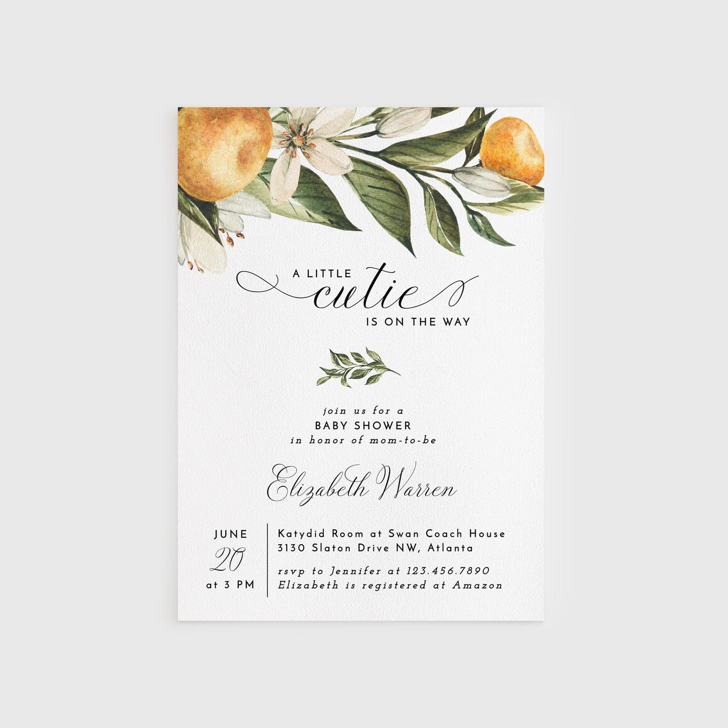 Loblolly Creative 825 - Arts & Entertainment > Party & Celebration > Party Supplies > Invitations Little Cutie Baby Shower Invitation