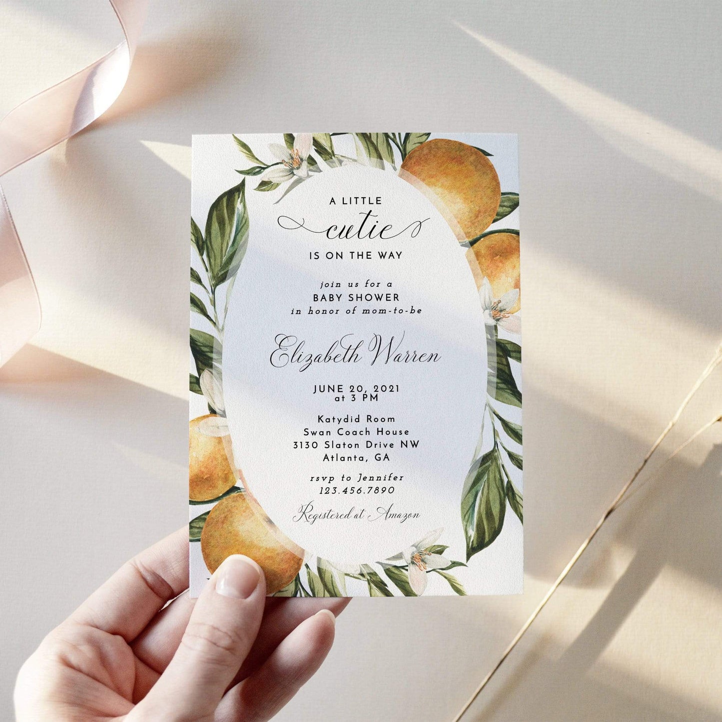 Loblolly Creative 825 - Arts & Entertainment > Party & Celebration > Party Supplies > Invitations Little Cutie Baby Shower Invitation