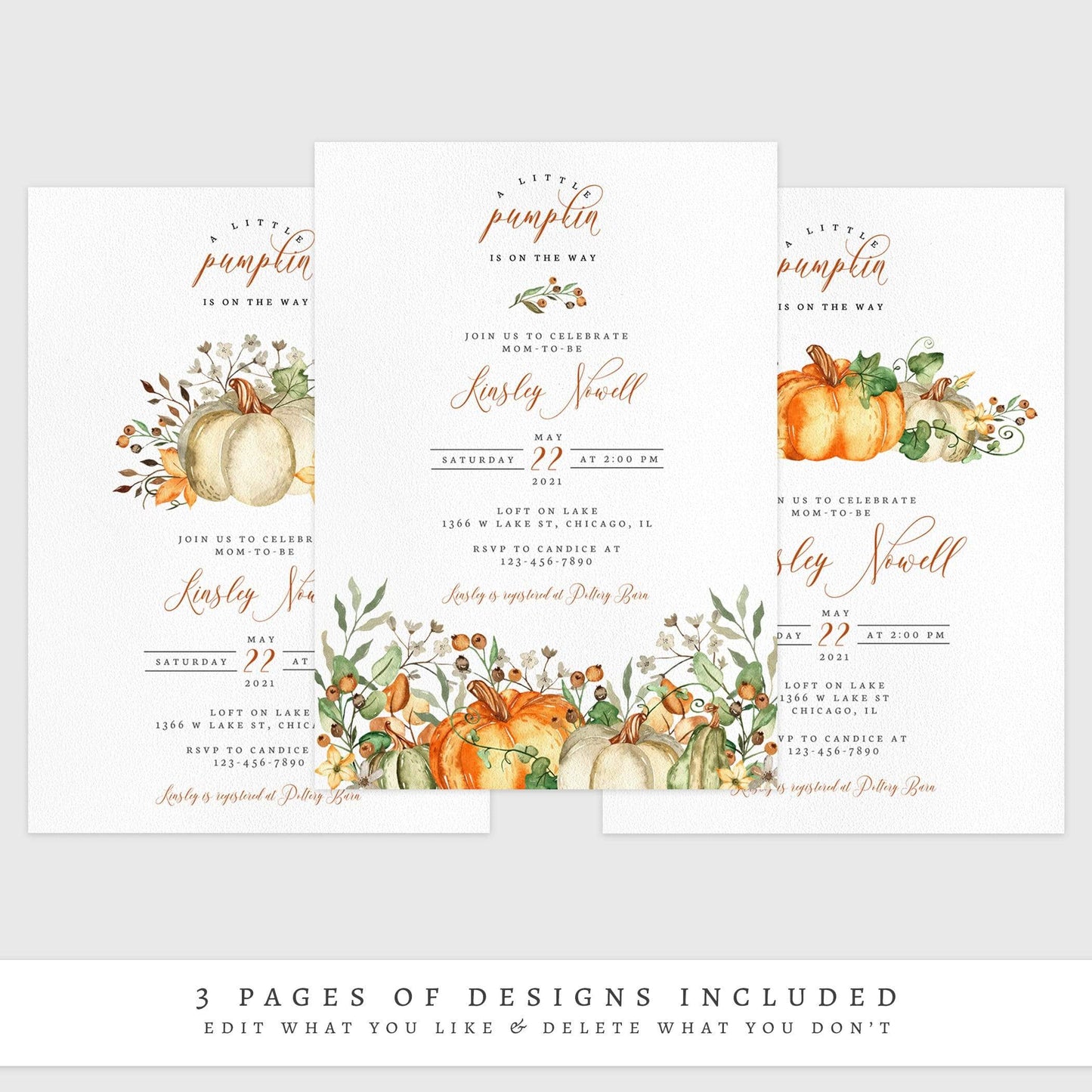 Loblolly Creative 825 - Arts & Entertainment > Party & Celebration > Party Supplies > Invitations Little Pumpkin Baby Shower Invitation