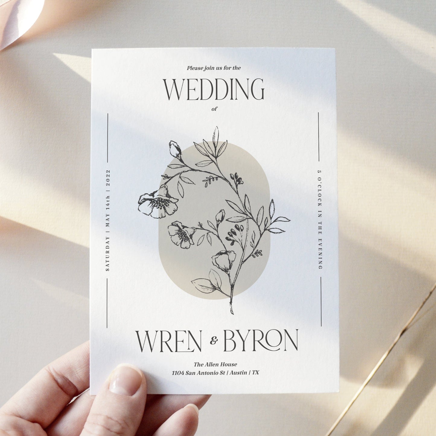 Loblolly Creative 825 - Arts & Entertainment > Party & Celebration > Party Supplies > Invitations Modern Botanical Editable Wedding Invitation Template