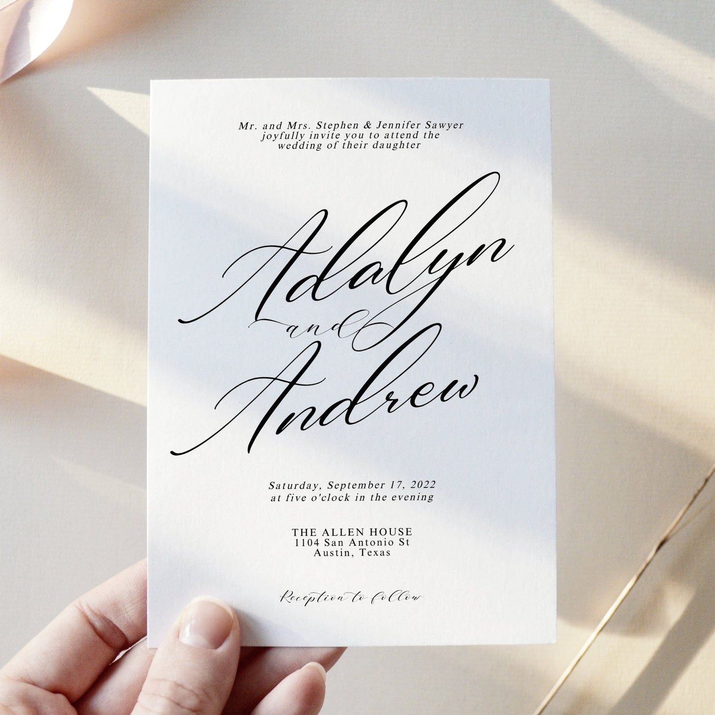 Loblolly Creative 825 - Arts & Entertainment > Party & Celebration > Party Supplies > Invitations Modern Script Editable Wedding Invitation Template