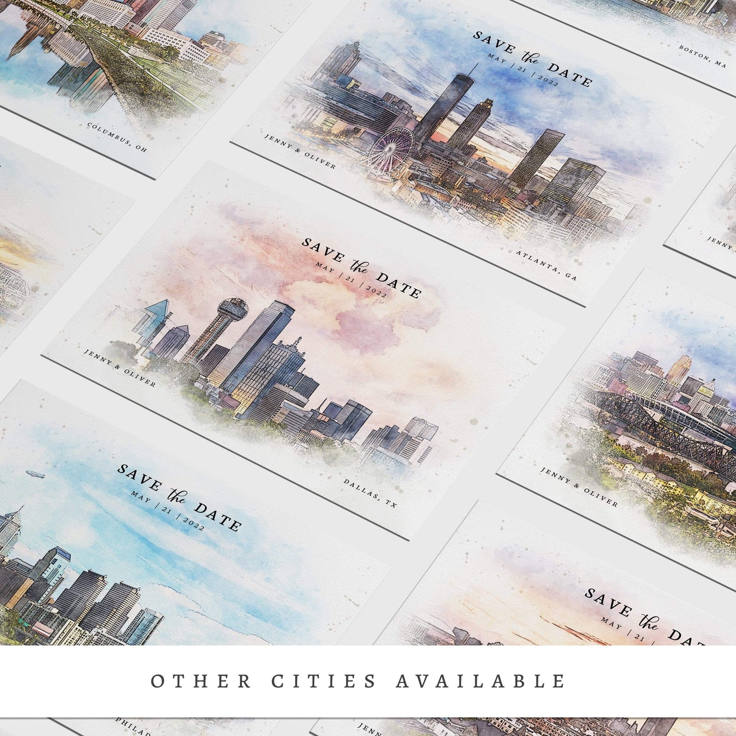 Loblolly Creative 825 - Arts & Entertainment > Party & Celebration > Party Supplies > Invitations New York Skyline Watercolor Wedding Save the Date