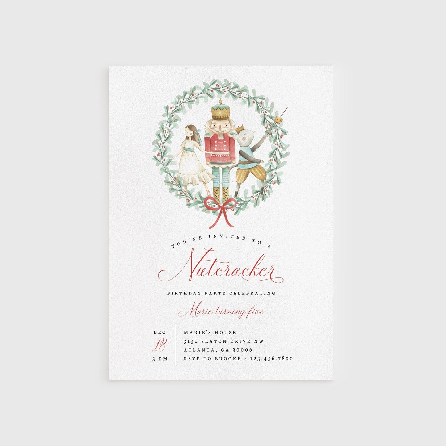 Loblolly Creative 825 - Arts & Entertainment > Party & Celebration > Party Supplies > Invitations Nutcracker Christmas Birthday Invitation