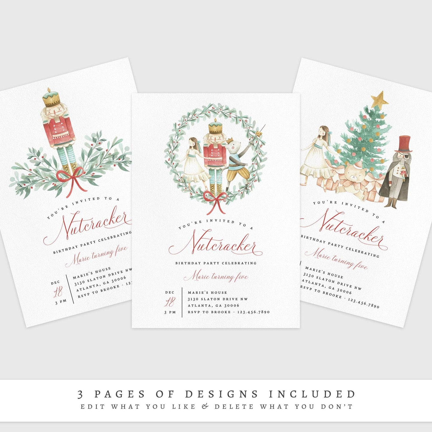 Loblolly Creative 825 - Arts & Entertainment > Party & Celebration > Party Supplies > Invitations Nutcracker Christmas Birthday Invitation