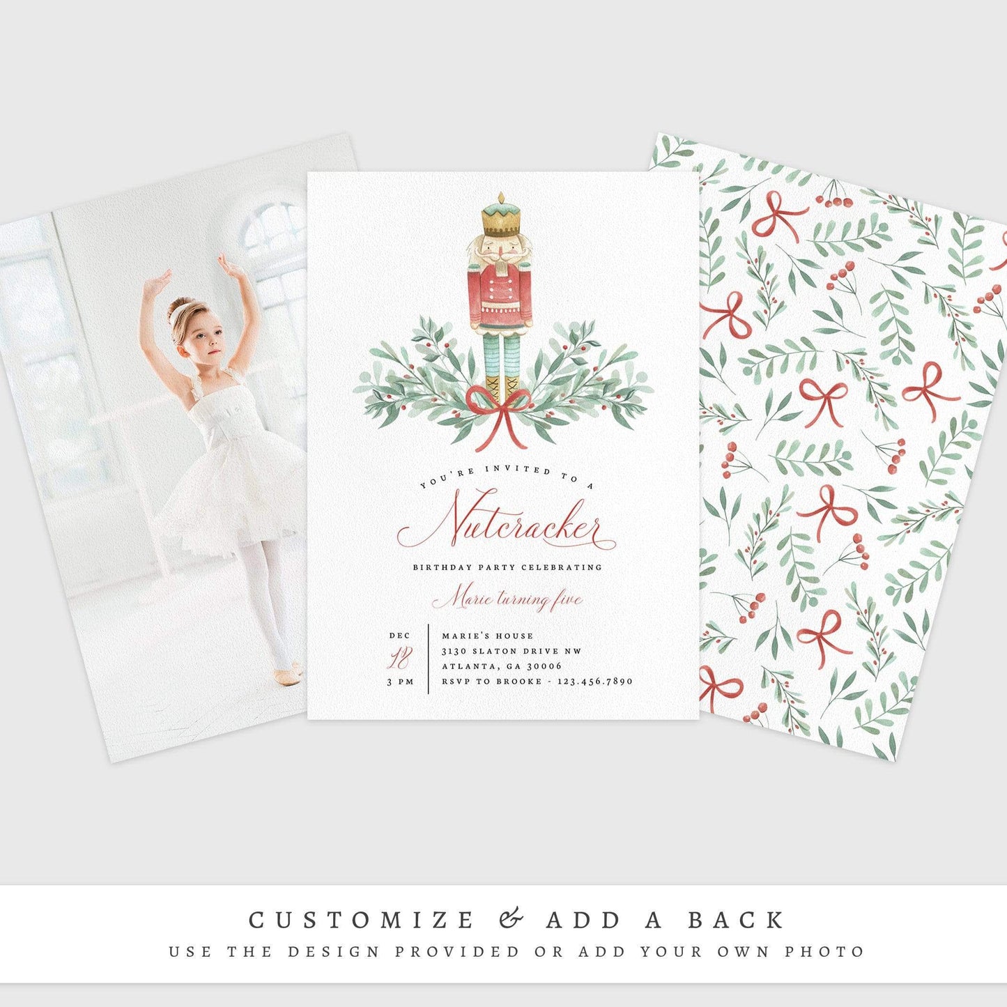Loblolly Creative 825 - Arts & Entertainment > Party & Celebration > Party Supplies > Invitations Nutcracker Christmas Birthday Invitation