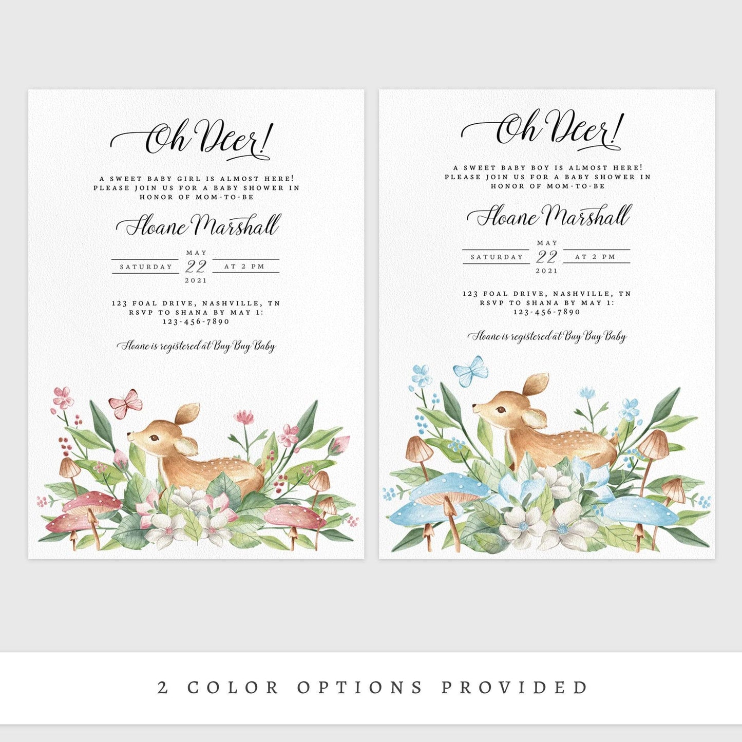Loblolly Creative 825 - Arts & Entertainment > Party & Celebration > Party Supplies > Invitations Oh Deer Baby Shower Invitation