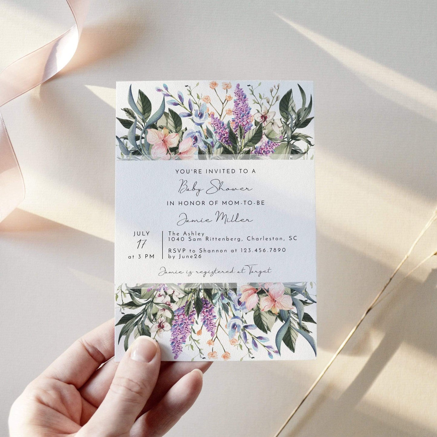 Loblolly Creative 825 - Arts & Entertainment > Party & Celebration > Party Supplies > Invitations Spring Garden Baby Shower Invitation