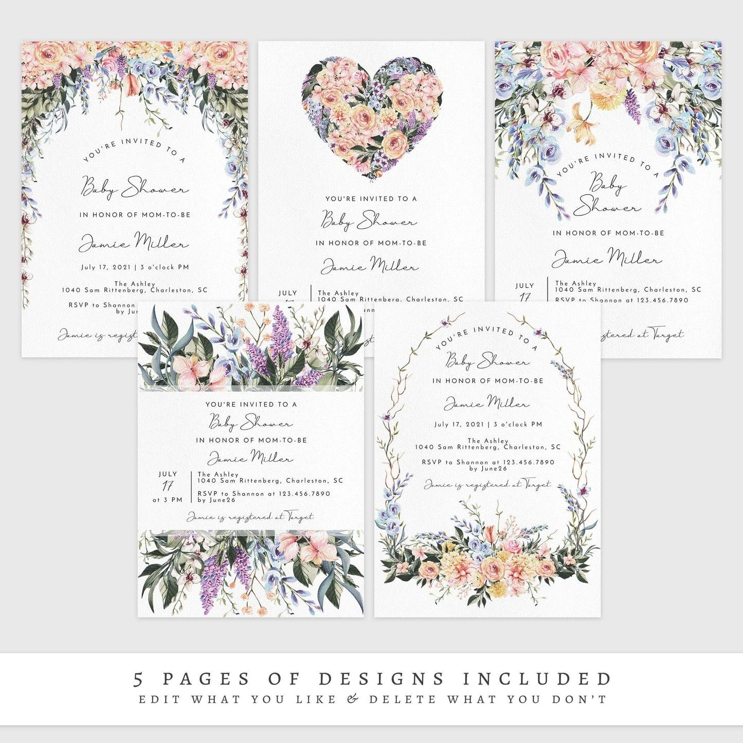 Loblolly Creative 825 - Arts & Entertainment > Party & Celebration > Party Supplies > Invitations Spring Garden Baby Shower Invitation