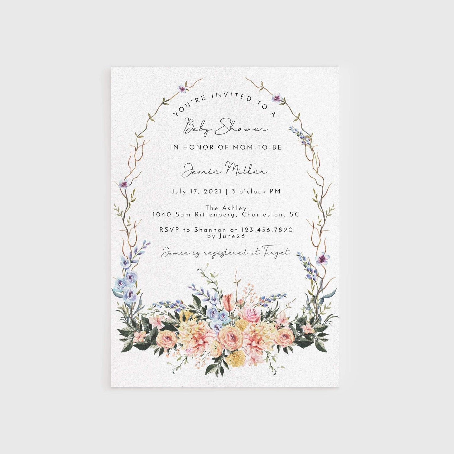 Loblolly Creative 825 - Arts & Entertainment > Party & Celebration > Party Supplies > Invitations Spring Garden Baby Shower Invitation
