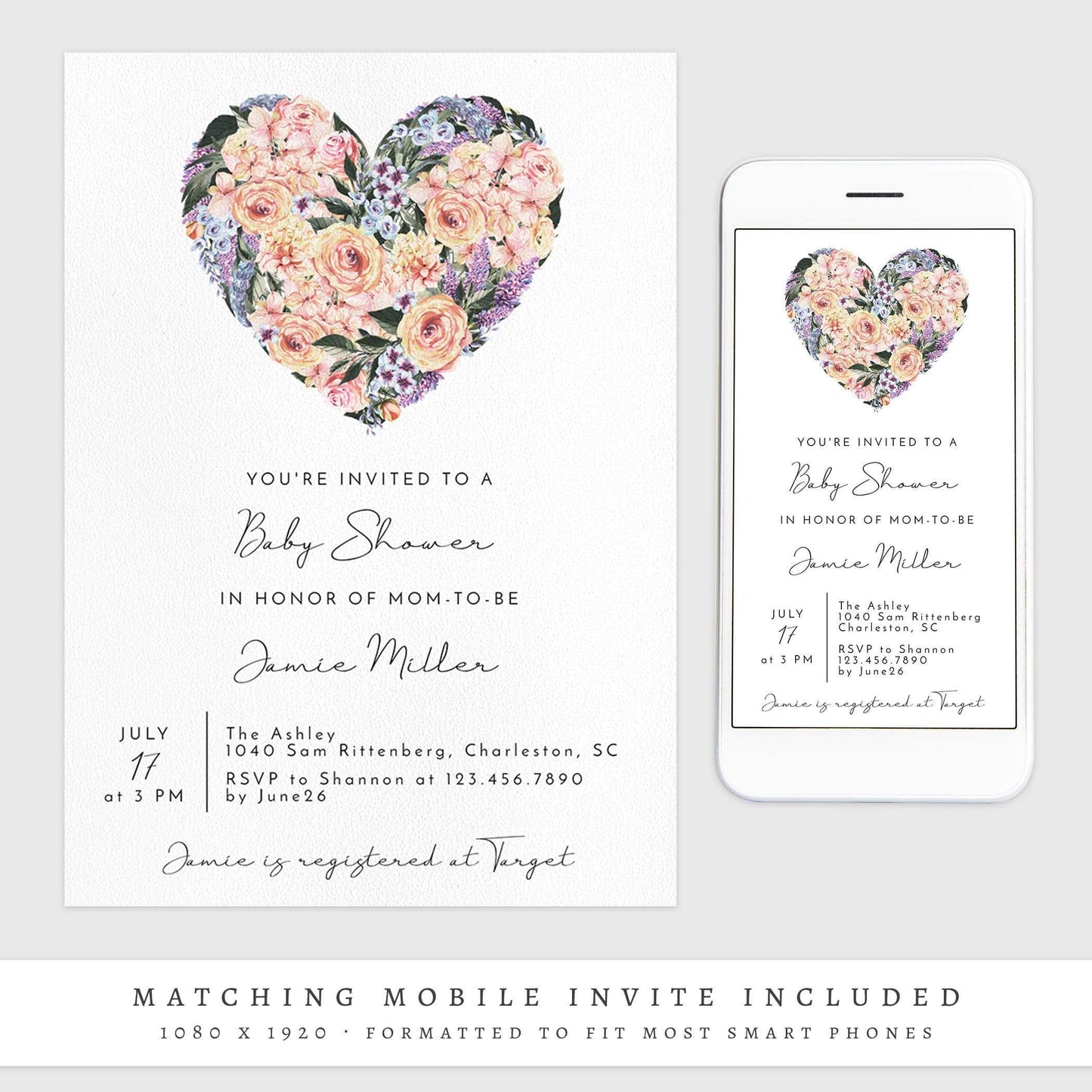 Loblolly Creative 825 - Arts & Entertainment > Party & Celebration > Party Supplies > Invitations Spring Garden Baby Shower Invitation