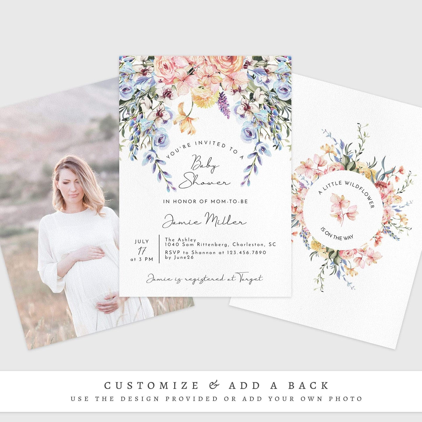Loblolly Creative 825 - Arts & Entertainment > Party & Celebration > Party Supplies > Invitations Spring Garden Baby Shower Invitation