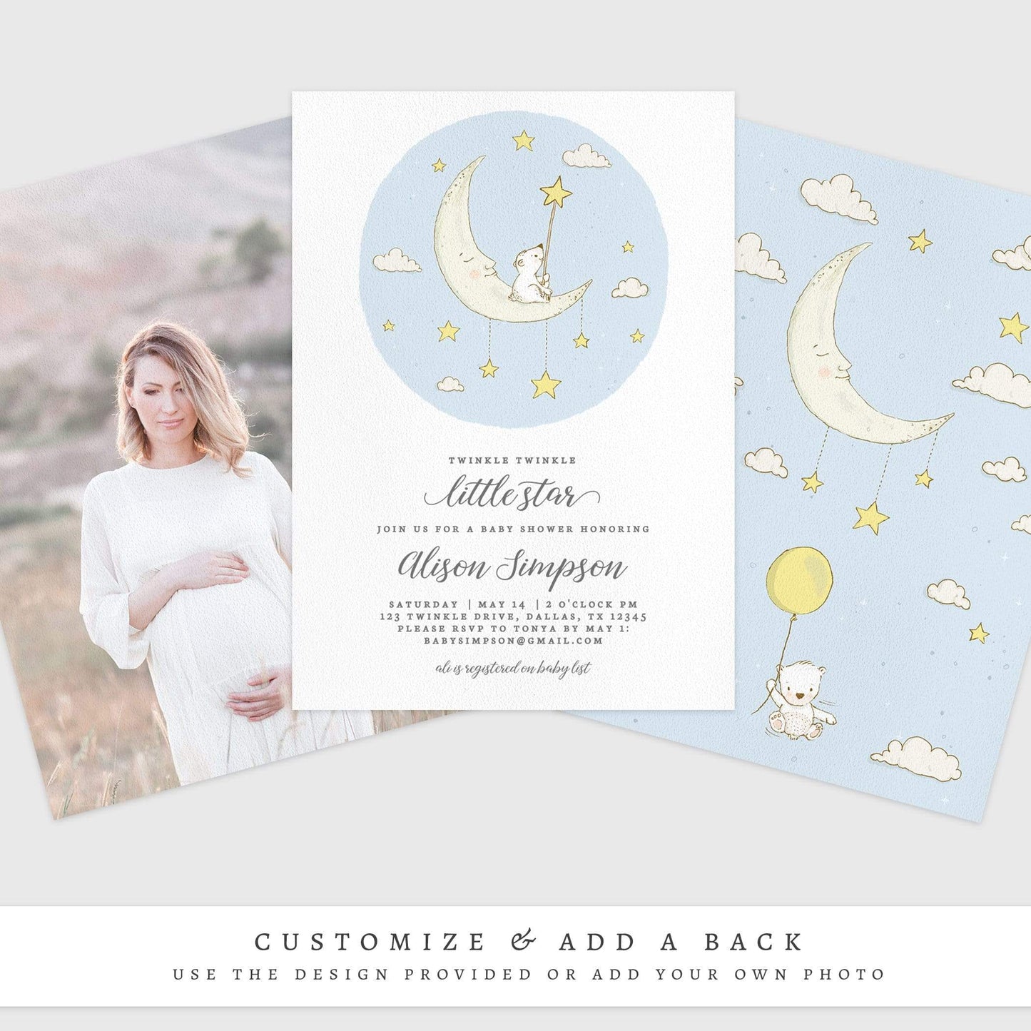 Loblolly Creative 825 - Arts & Entertainment > Party & Celebration > Party Supplies > Invitations Twinkle Twinkle Little Star Baby Shower Invitation
