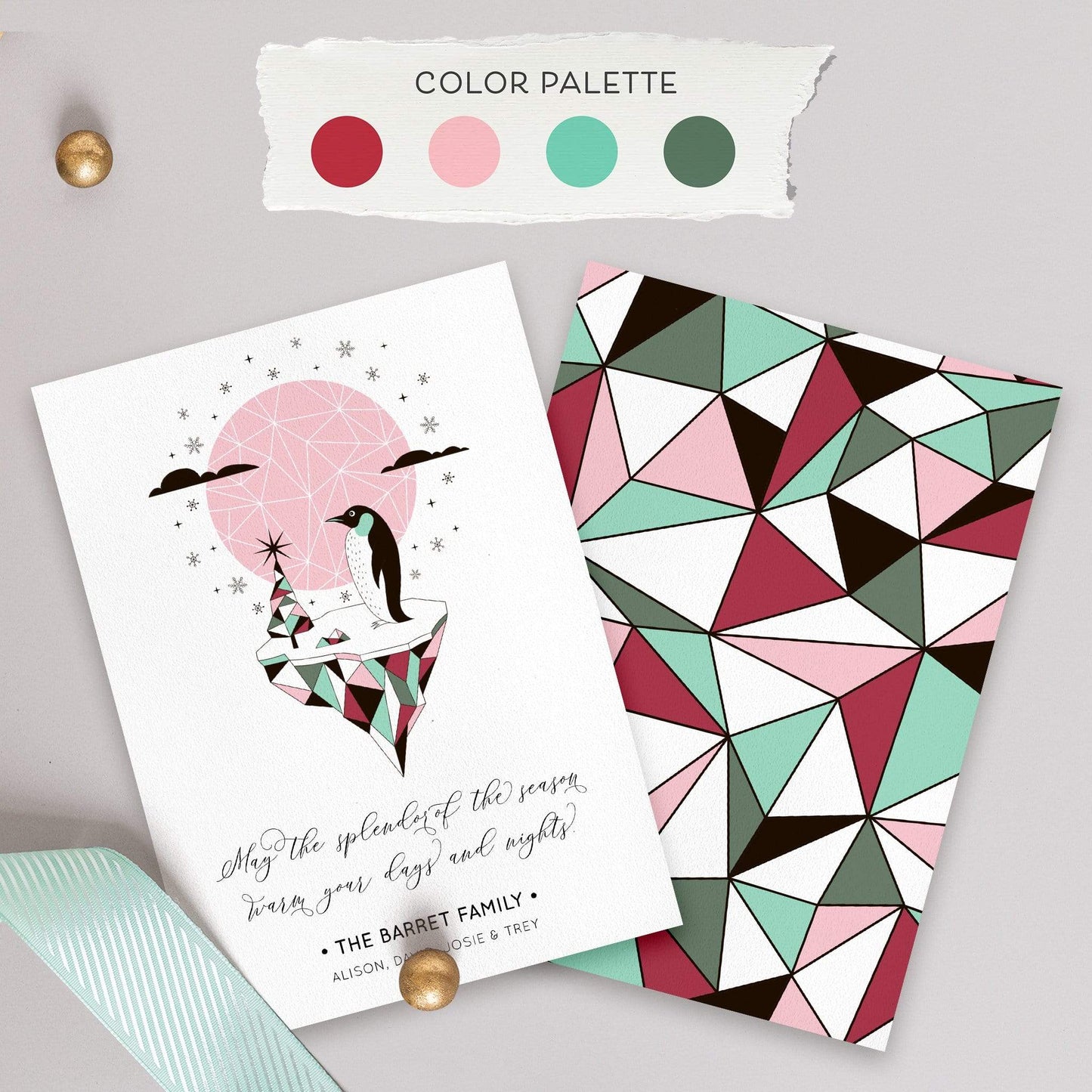 Loblolly Creative Digital Template Arctic Penguin Christmas Card