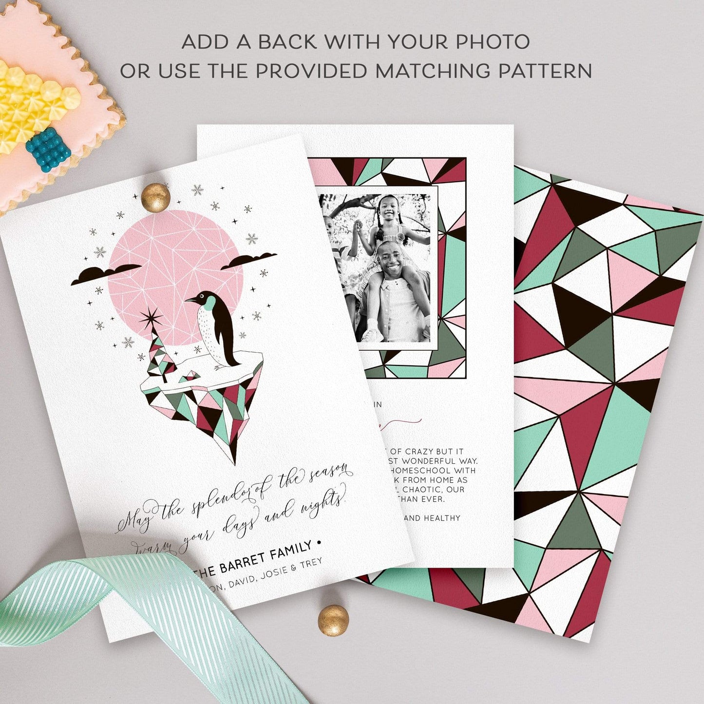 Loblolly Creative Digital Template Arctic Penguin Christmas Card