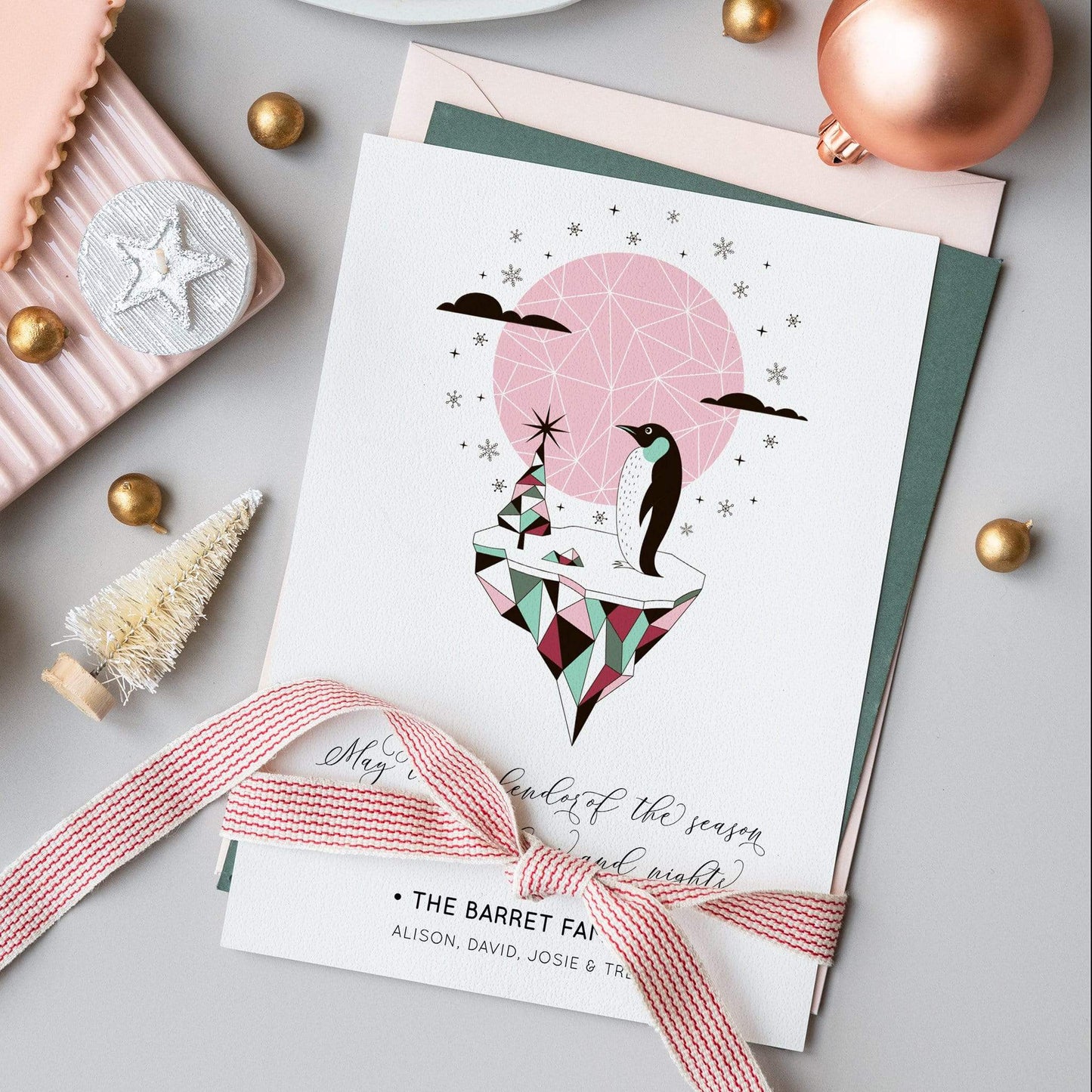 Loblolly Creative Digital Template Arctic Penguin Christmas Card