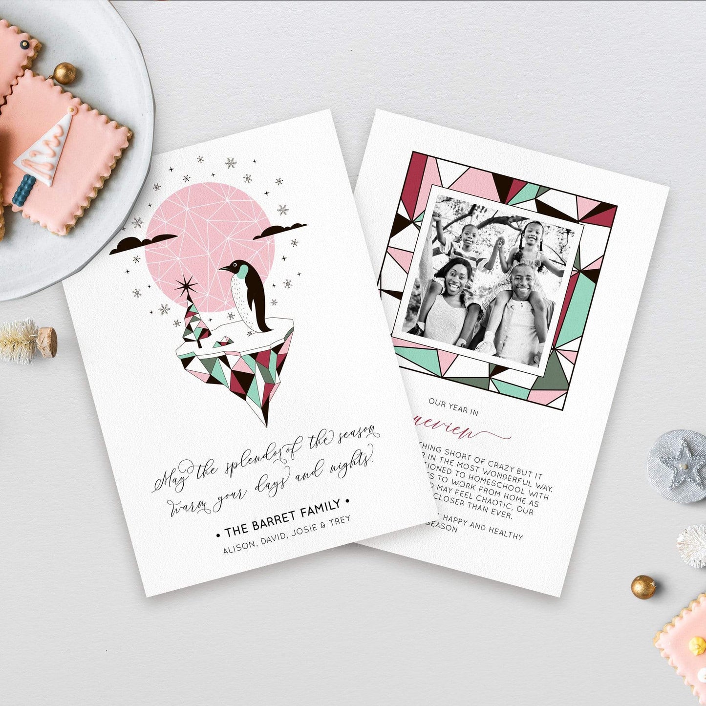Loblolly Creative Digital Template Arctic Penguin Christmas Card