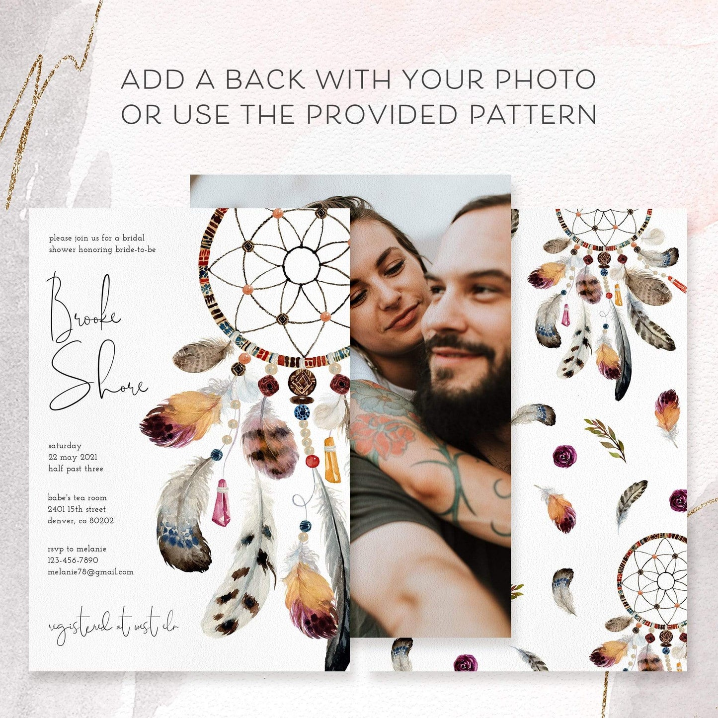 Loblolly Creative Digital Template Boho Dream Bridal Shower Invitation