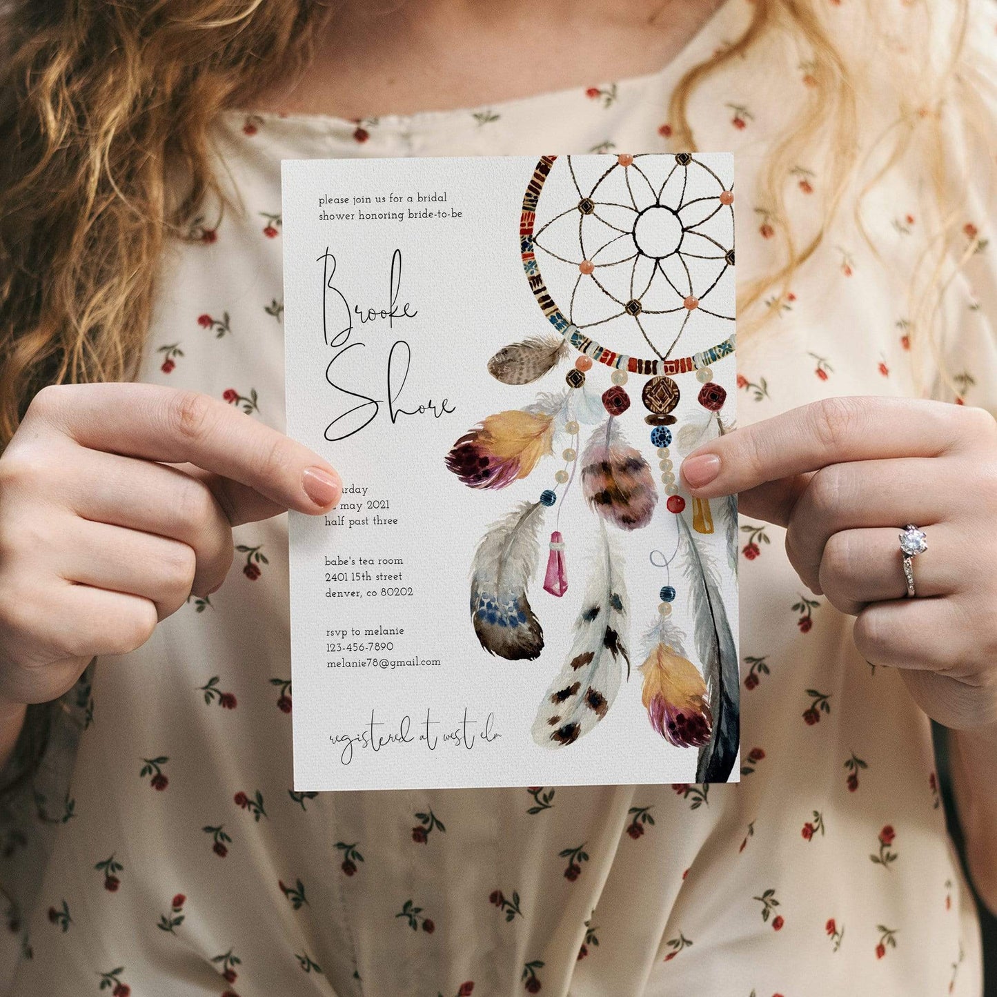 Loblolly Creative Digital Template Boho Dream Bridal Shower Invitation