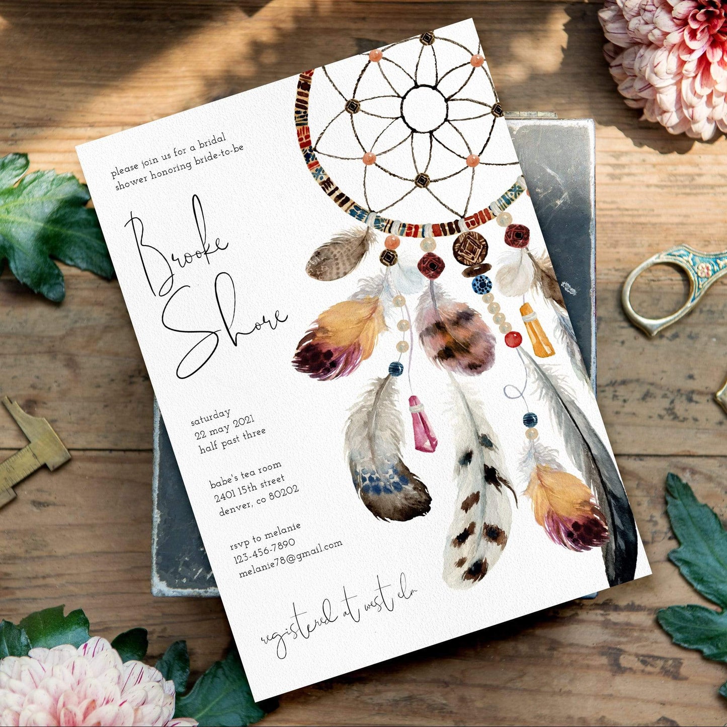 Loblolly Creative Digital Template Boho Dream Bridal Shower Invitation