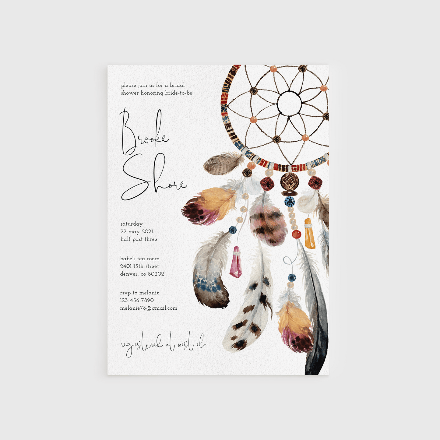 Loblolly Creative Digital Template Boho Dream Bridal Shower Invitation