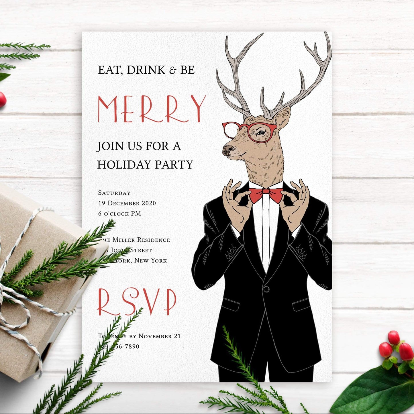 Loblolly Creative Digital Template Christmas Holiday Party Invitation