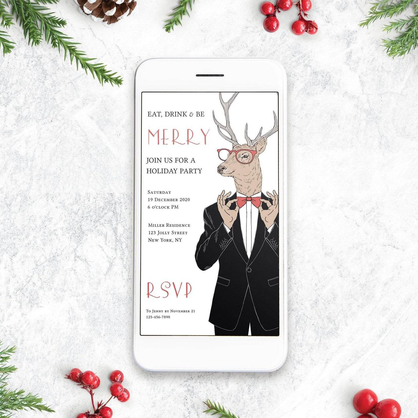 Loblolly Creative Digital Template Christmas Holiday Party Invitation