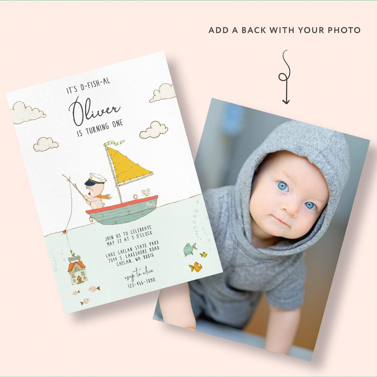 Loblolly Creative Digital Template Fishing Bear Birthday Invitation