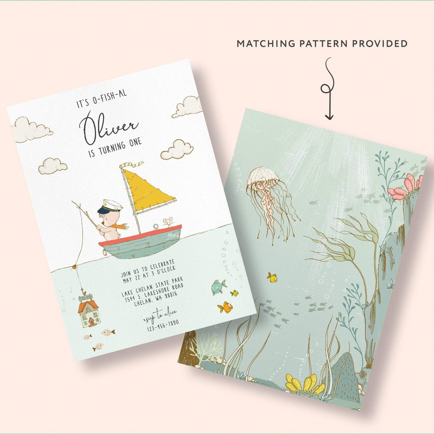 Loblolly Creative Digital Template Fishing Bear Birthday Invitation