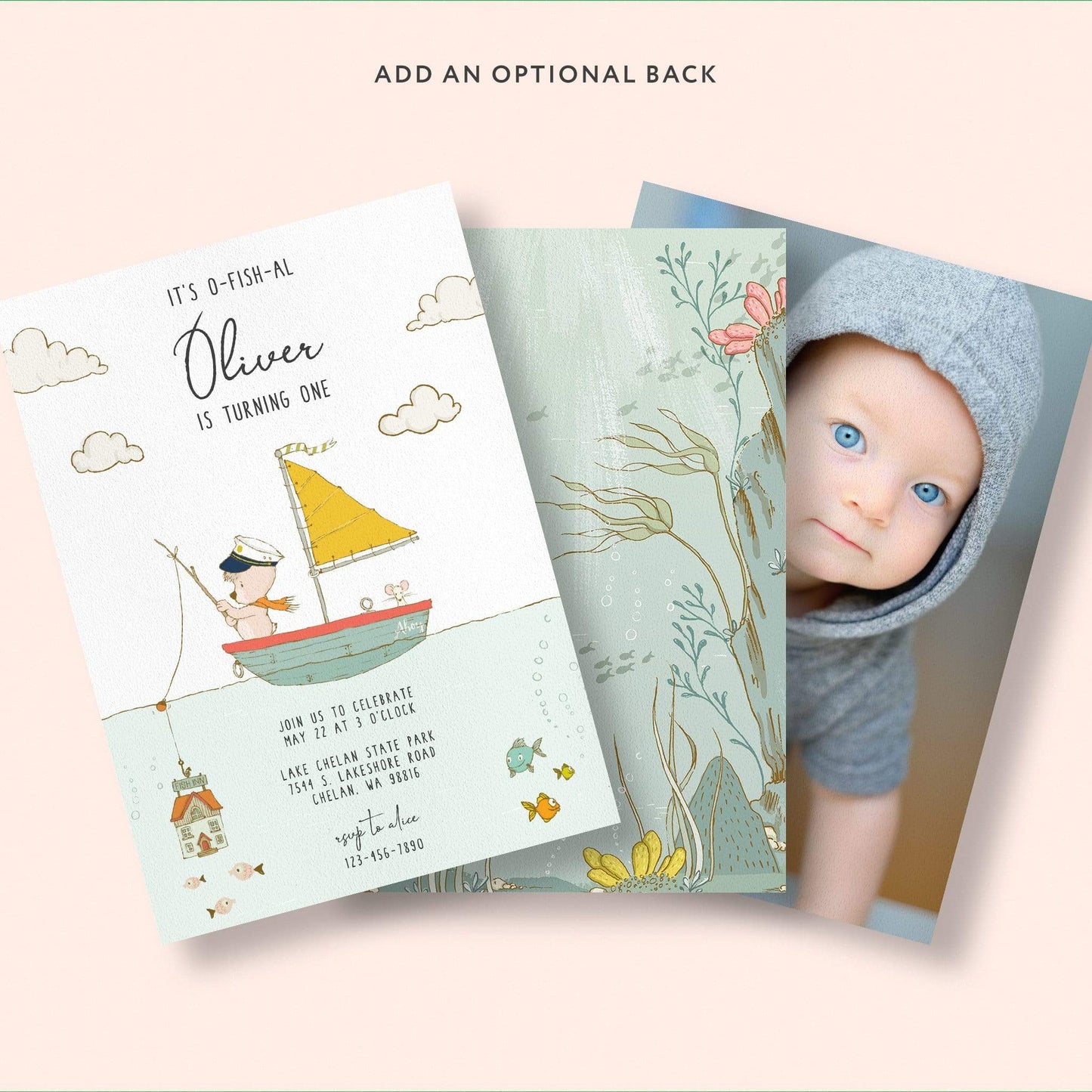 Loblolly Creative Digital Template Fishing Bear Birthday Invitation