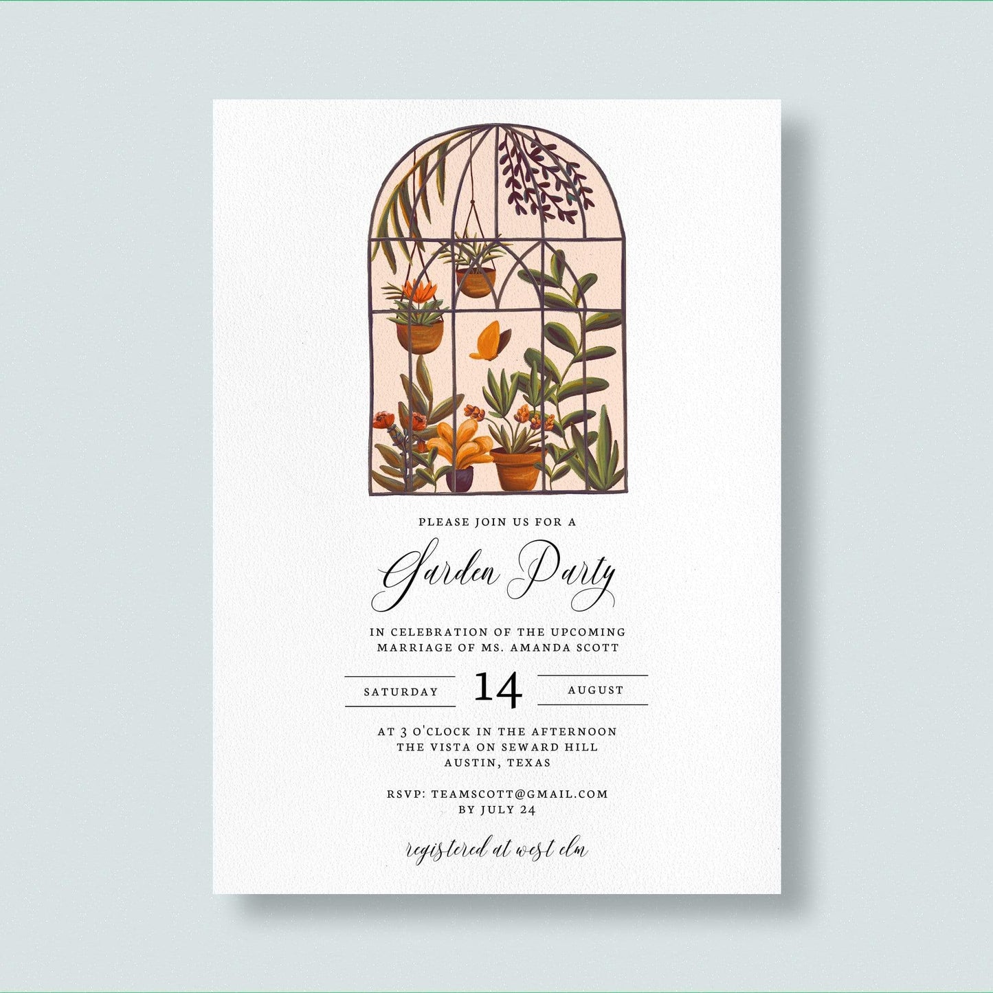 Loblolly Creative Digital Template Garden Party Bridal Shower Invitation