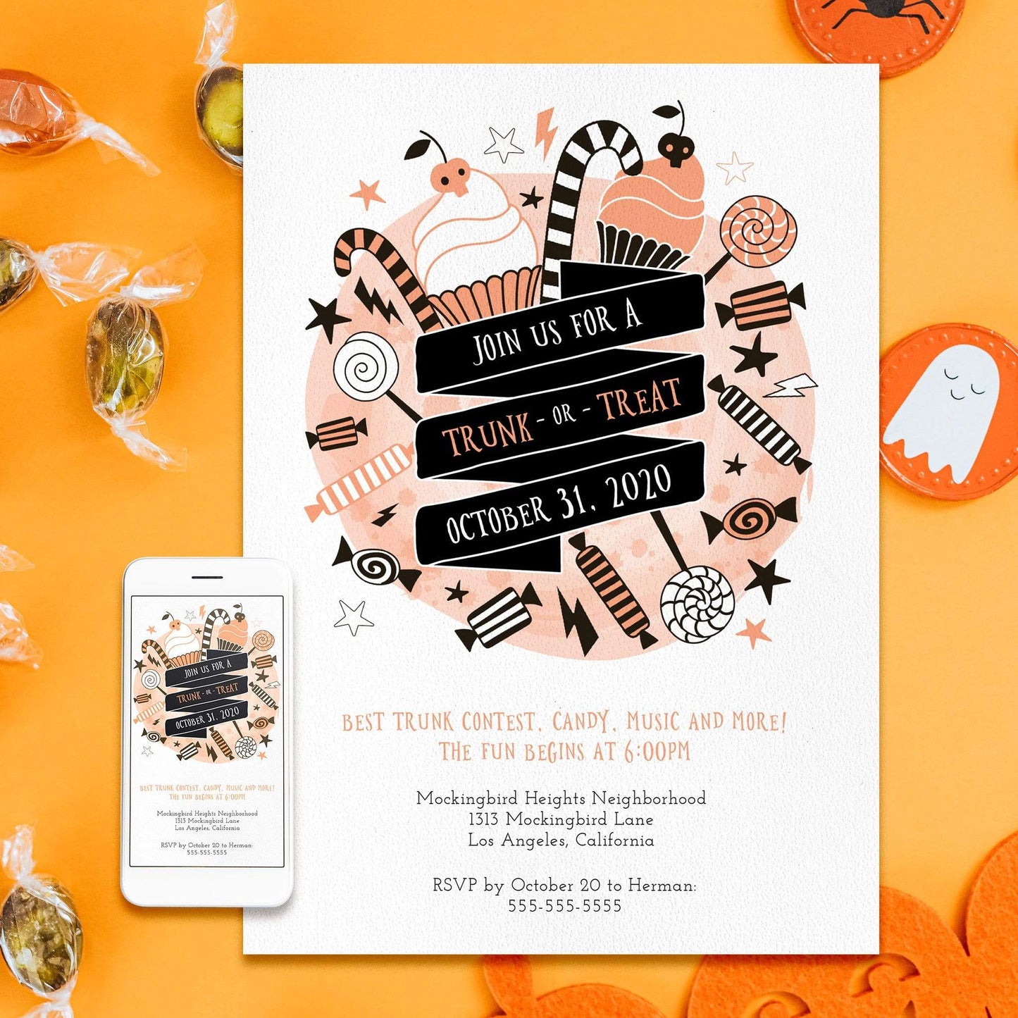 Loblolly Creative Digital Template Halloween Trunk-or-Treat Invitation
