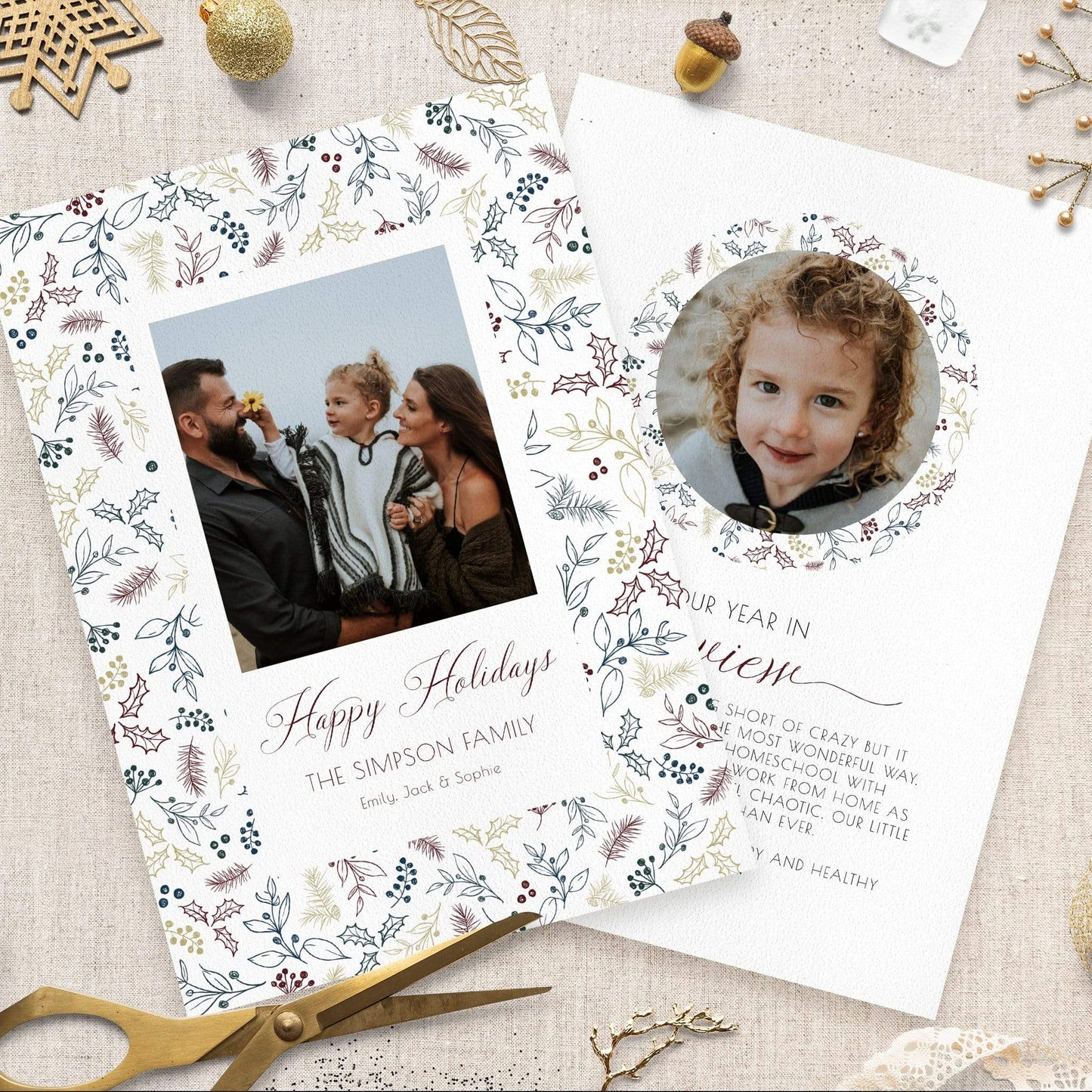 Loblolly Creative Digital Template Holiday Foliage Photo Card