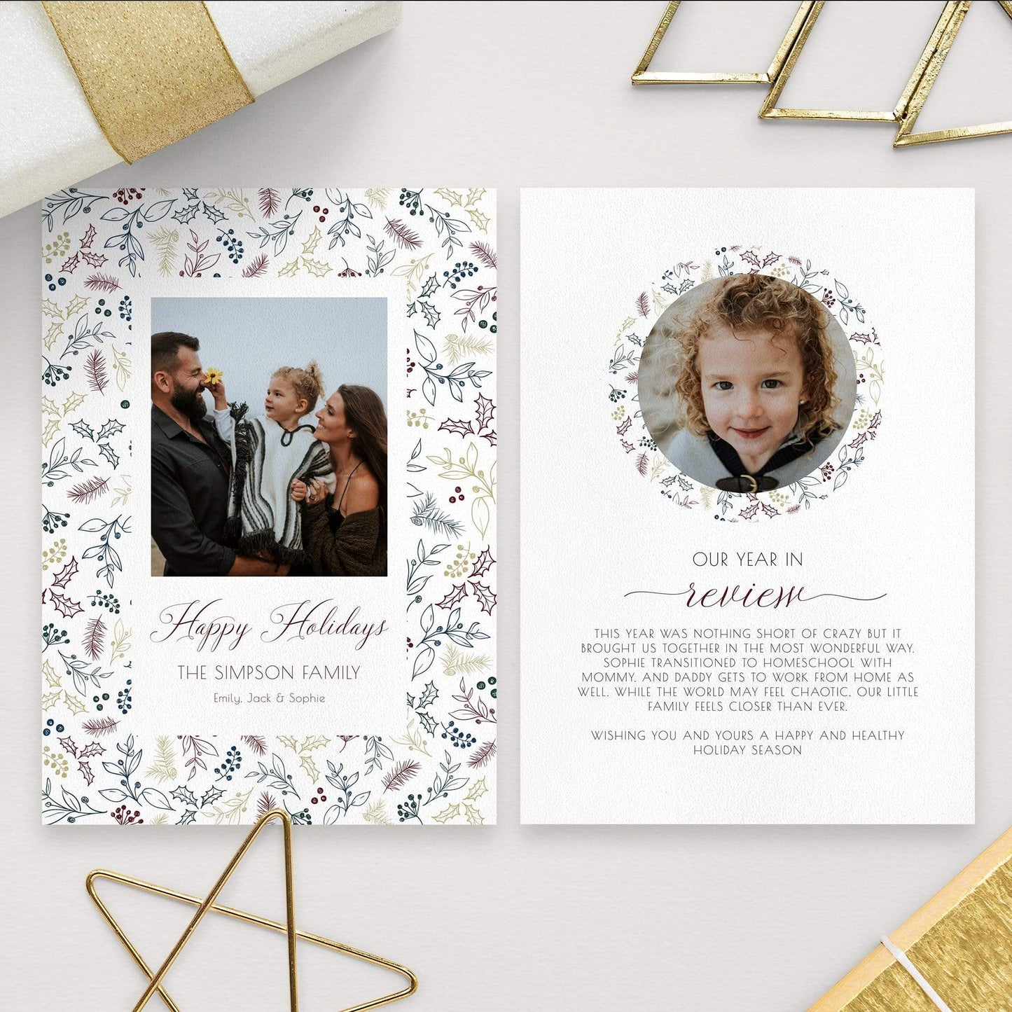 Loblolly Creative Digital Template Holiday Foliage Photo Card