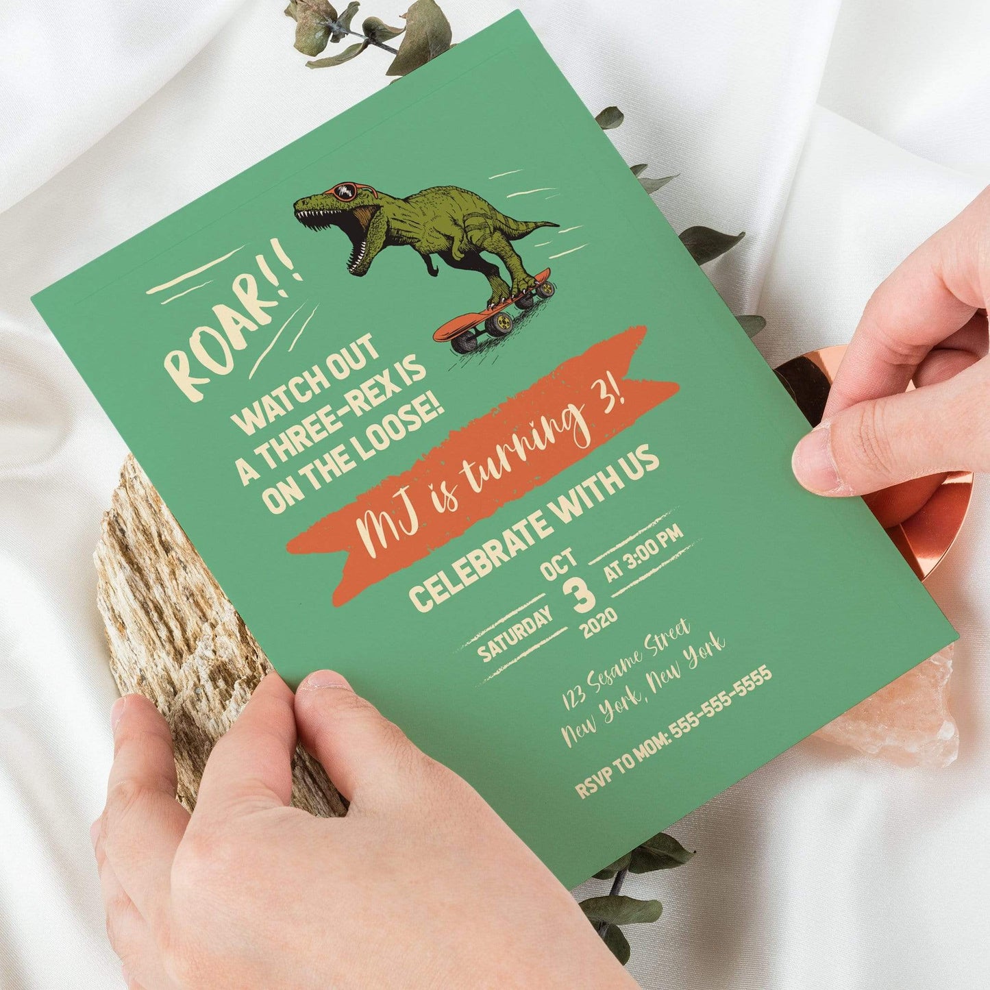 Loblolly Creative Digital Template Kids Dinosaur Birthday Invitation