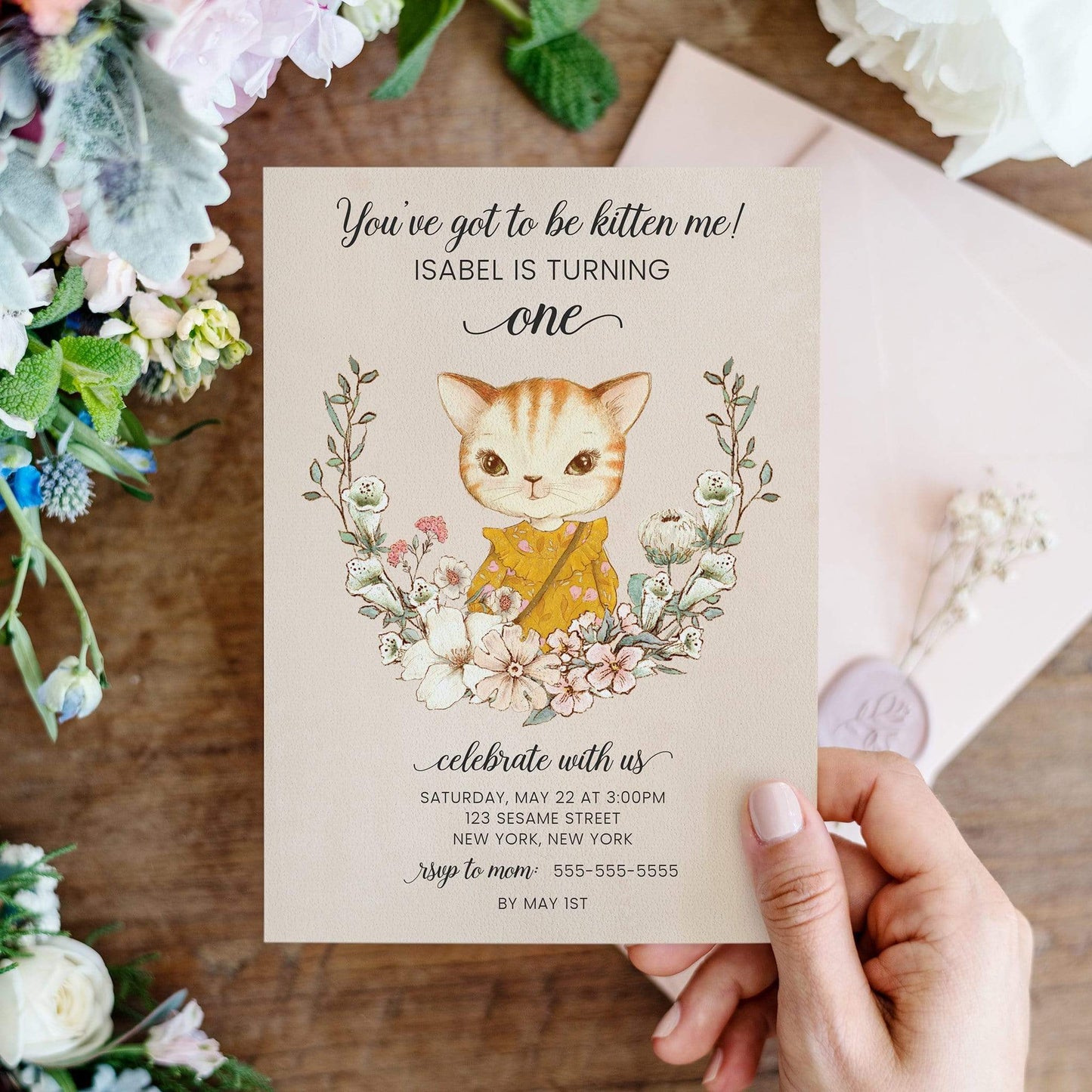 Loblolly Creative Digital Template Kids Kitten Me Birthday Invitation