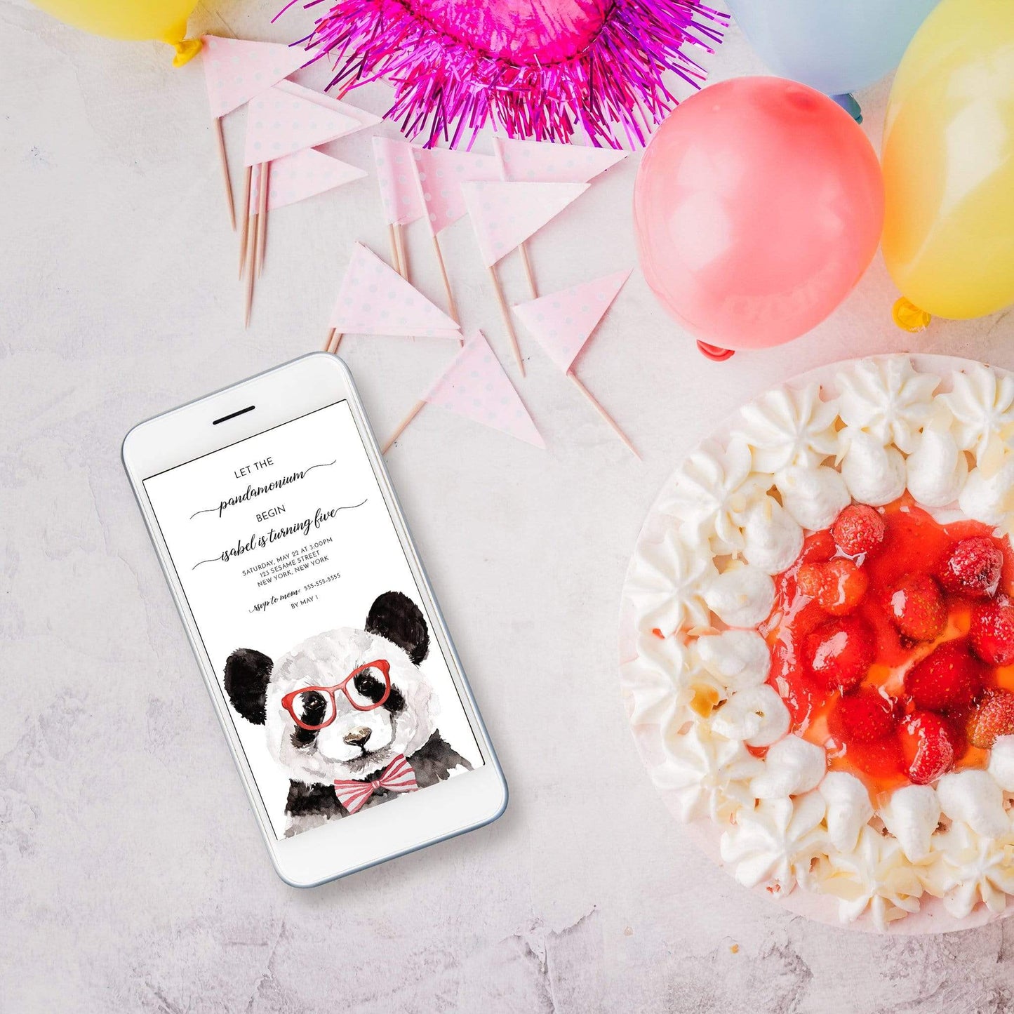 Loblolly Creative Digital Template Kids Pandamonium Birthday Invitation