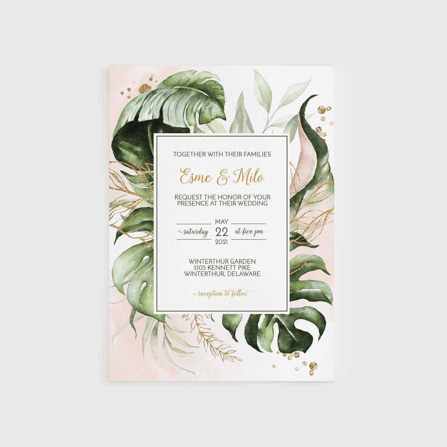 Loblolly Creative Digital Template Modern Tropical Wedding Invitation