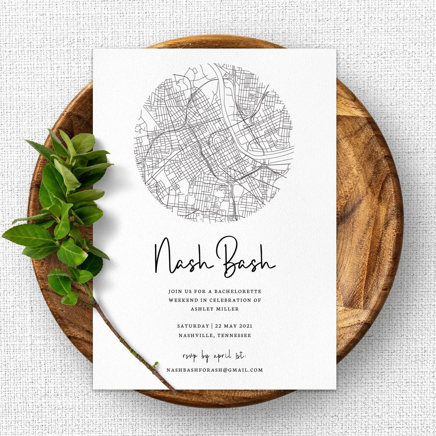 Loblolly Creative Digital Template Nash Bash Bachelorette Party Invitation
