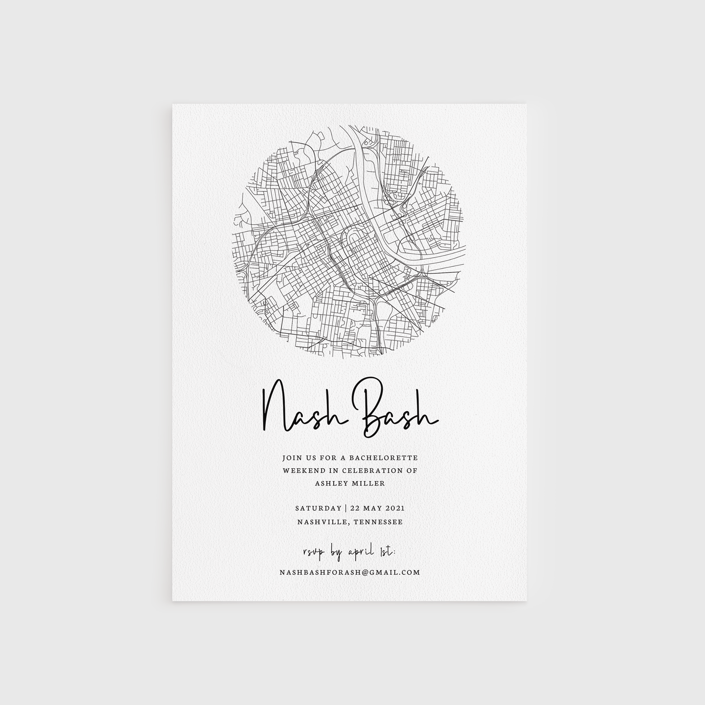 Loblolly Creative Digital Template Nash Bash Bachelorette Party Invitation