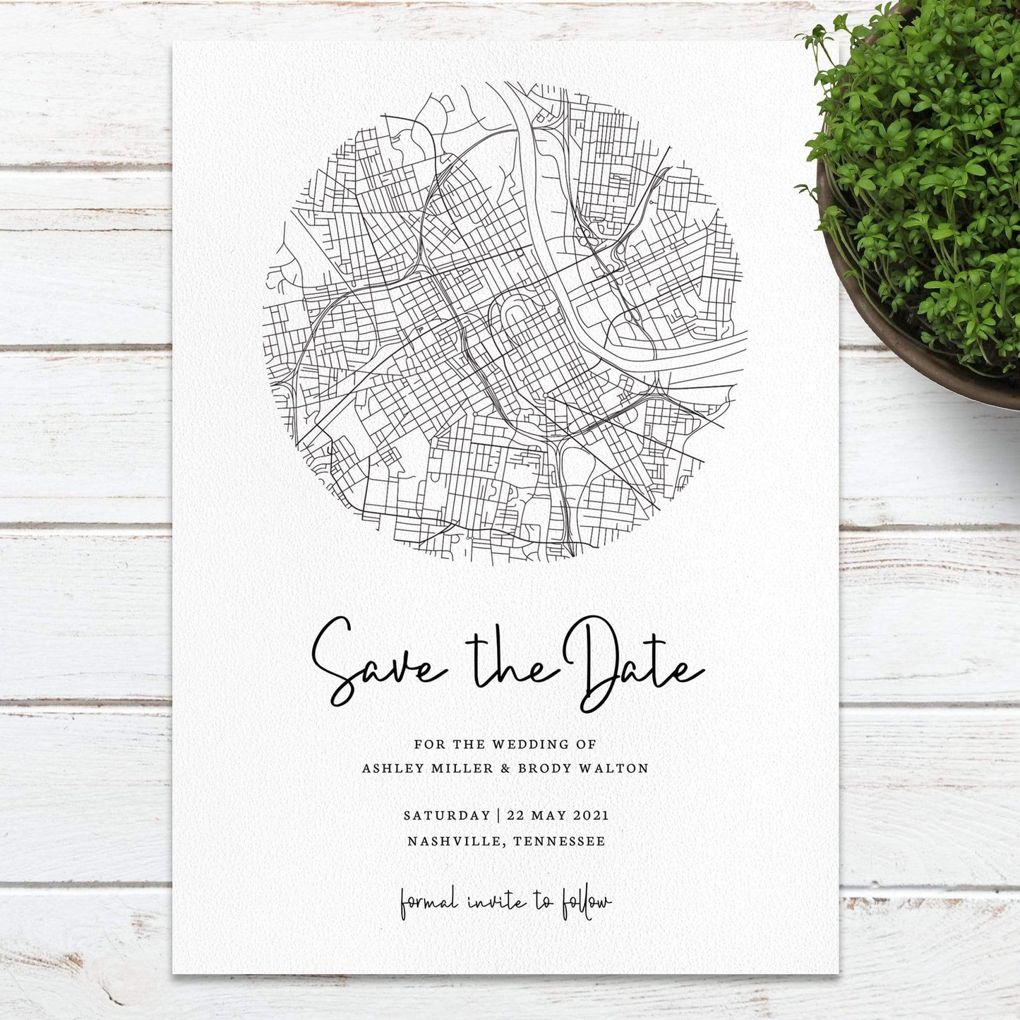 Loblolly Creative Digital Template Nashville City Map Save the Date