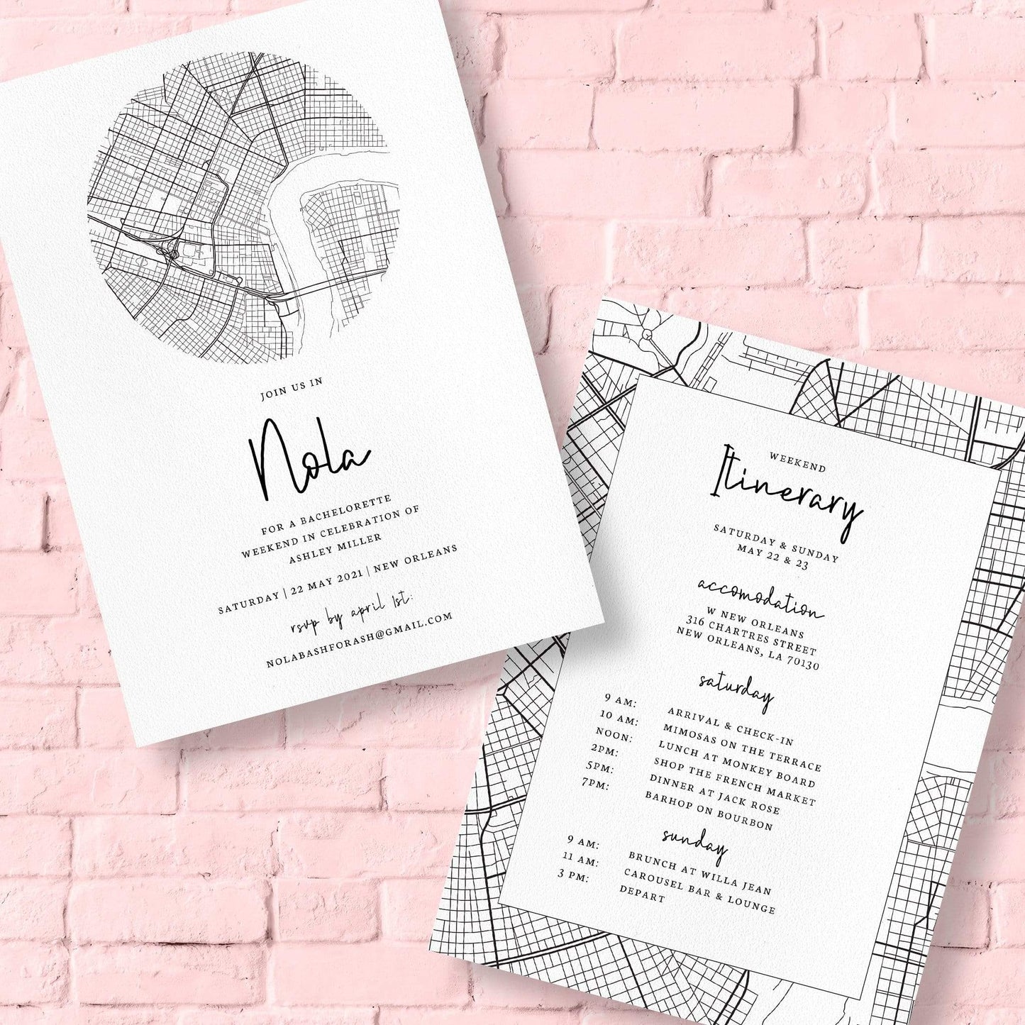 Loblolly Creative Digital Template New Orleans Bachelorette Party Invitation