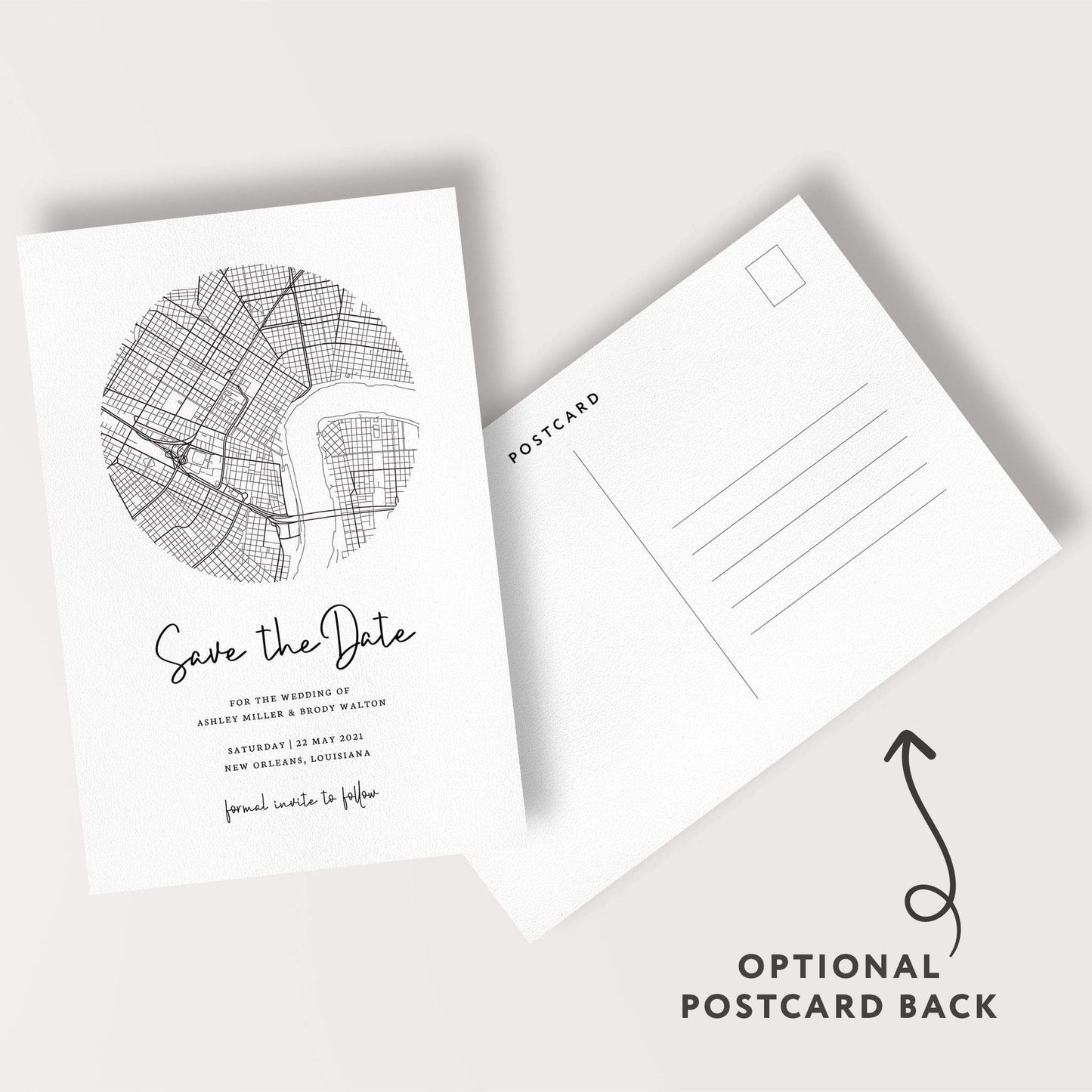 Loblolly Creative Digital Template New Orleans City Map Save the Date