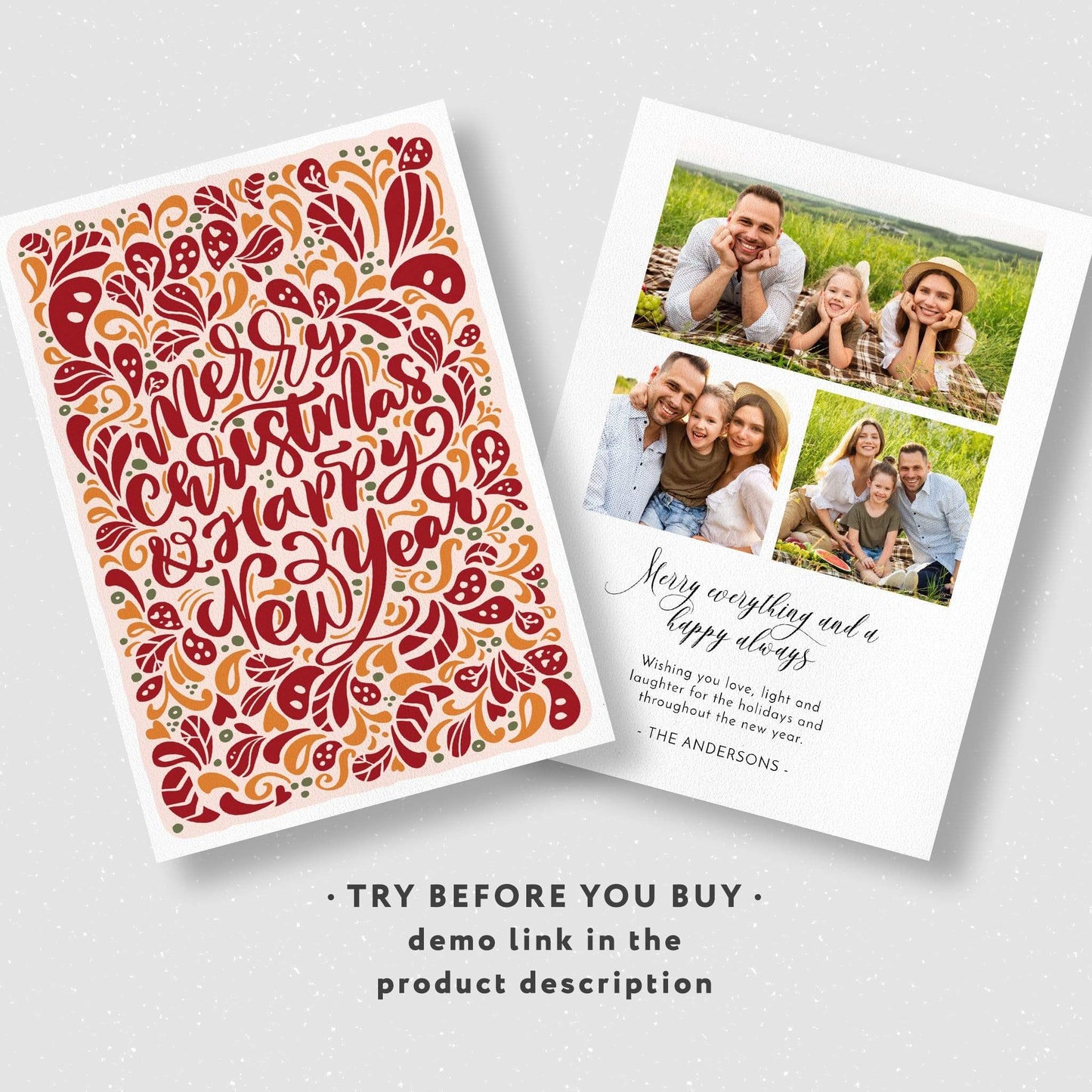 Loblolly Creative Digital Template Retro Script Christmas Card