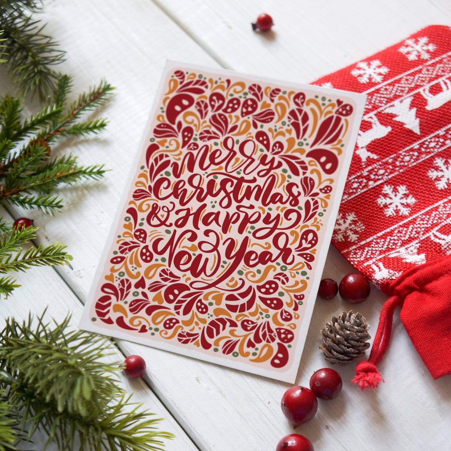 Loblolly Creative Digital Template Retro Script Christmas Card