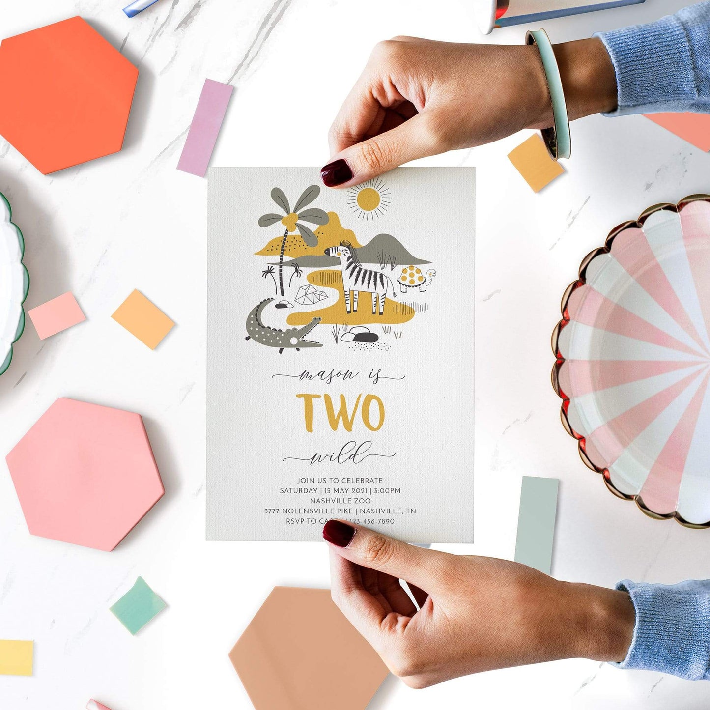 Loblolly Creative Digital Template Safari Two Wild Birthday Invitation