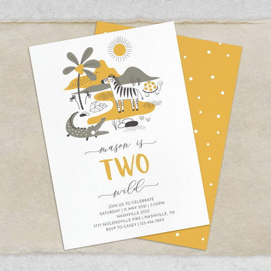 Loblolly Creative Digital Template Safari Two Wild Birthday Invitation