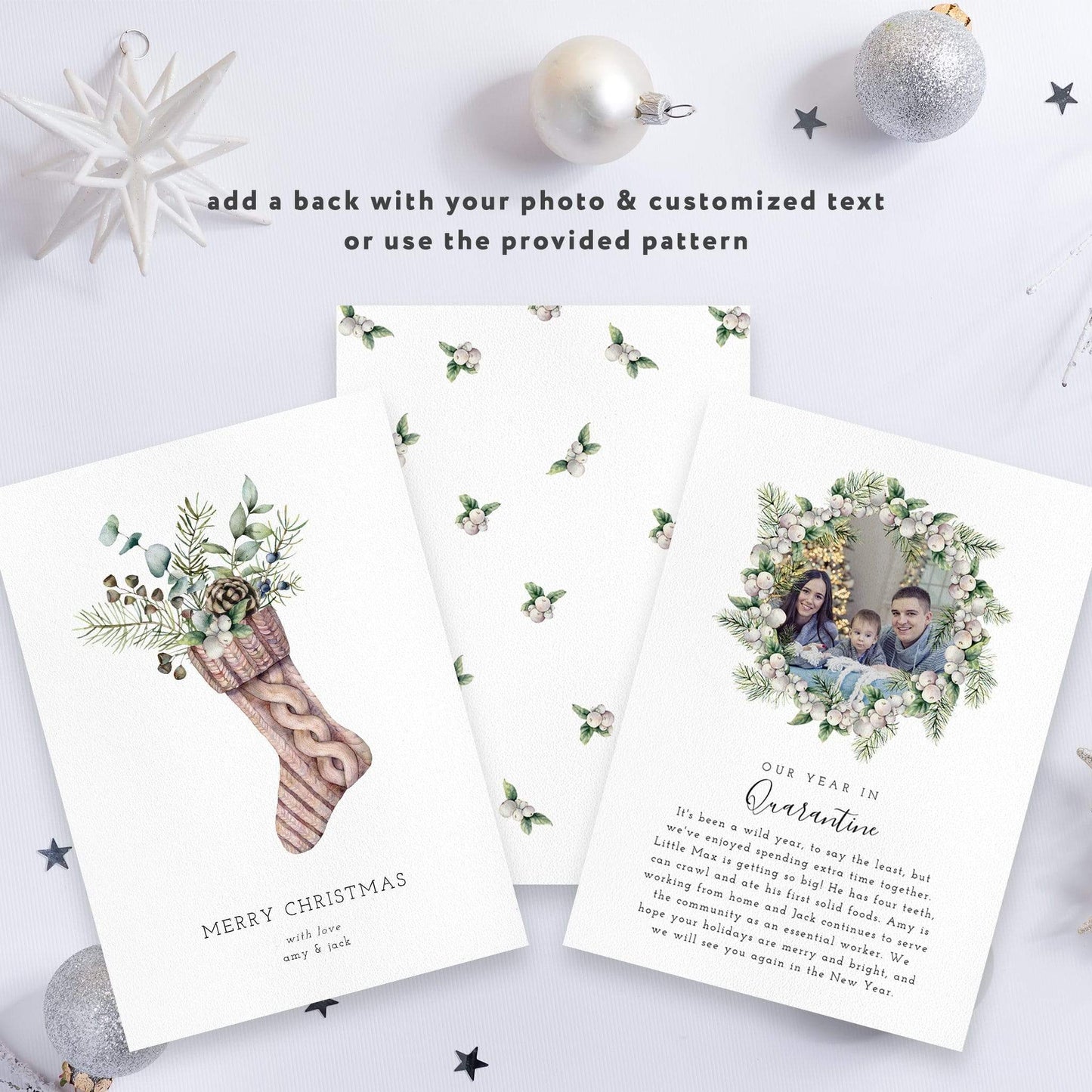 Loblolly Creative Digital Template Watercolor Christmas Card, Set of 4